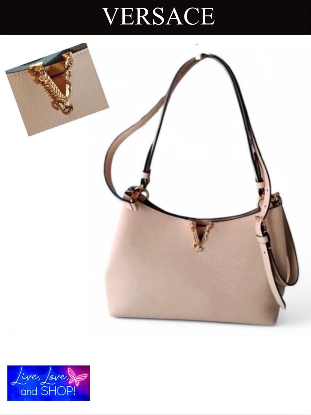 VERSACE Virtus Hobo Handbag/Crossbody w/Branded Dust Bag, NWOT